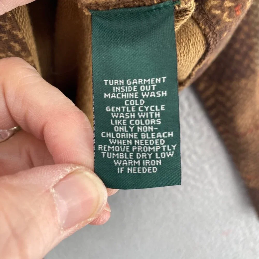 Lauren Ralph Lauren Jacket Womens Large Brown Mix Pattern Shawl Lapel Coatigan - Picture 6 of 9